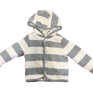 Burt's Bees Baby Gray and Cream Striped Hoodie